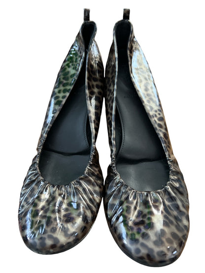 10 J Crew Patent Leather Animal Print Ballet Flats with added heel lift