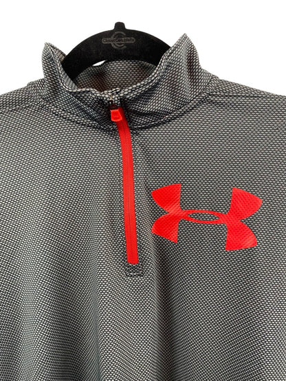 XL Youth Under Armour 1/4 Zip Pullover Gray Red Logo Long Sleeve Boy's