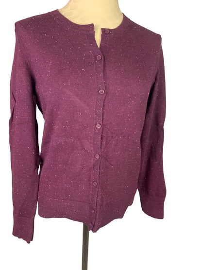 Medium Gap Women's Purple Speckled Cardigan Sweater Cotton Blend