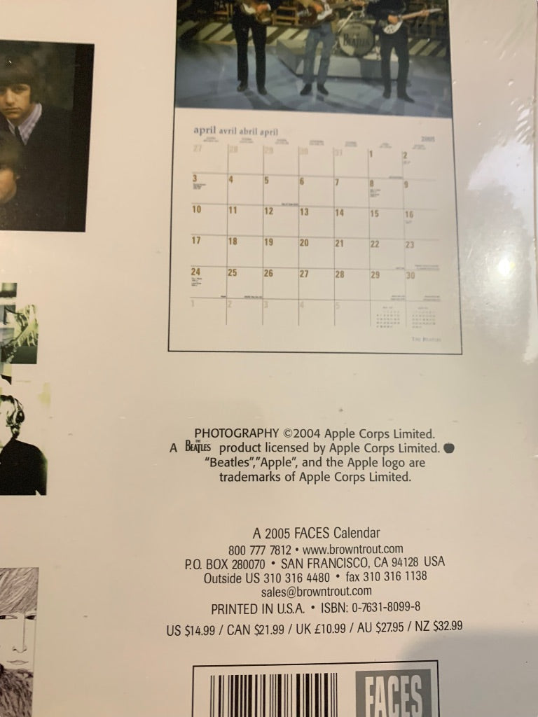 The Beatles 2005 Wall Calendar Sealed FACES 12 Month