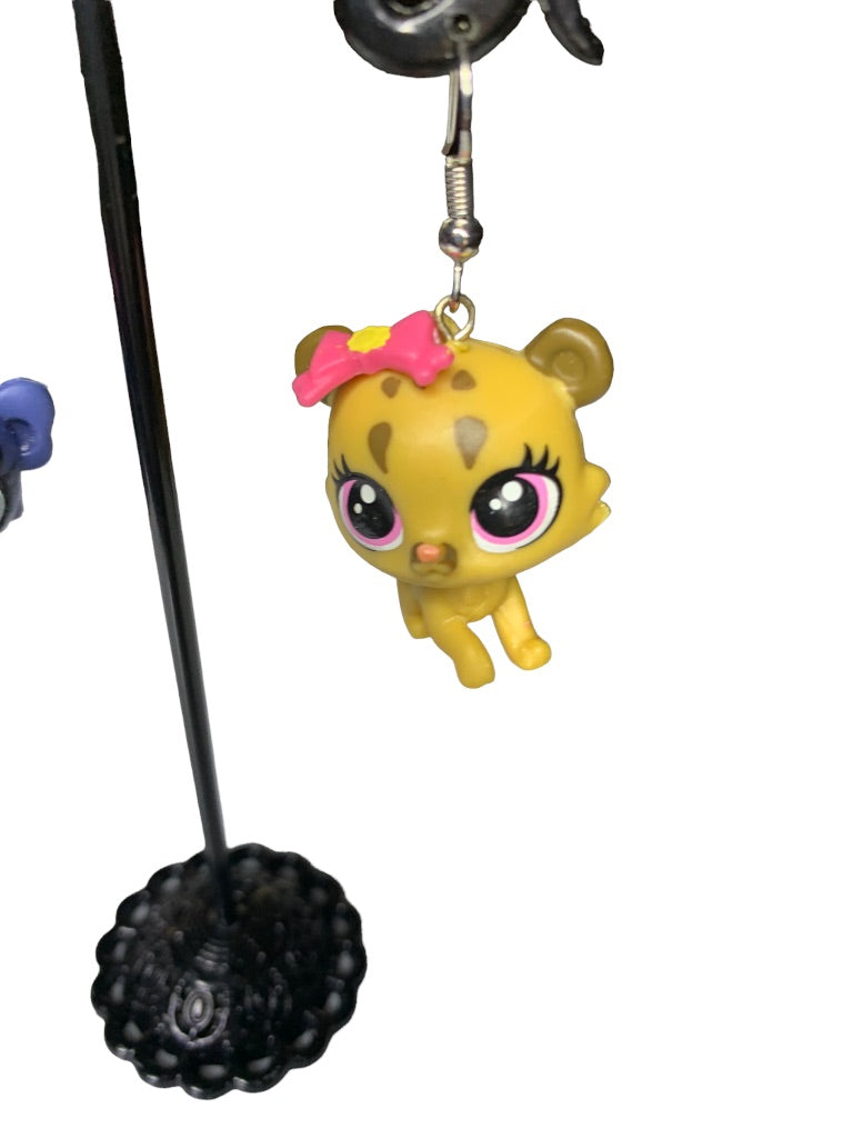 Littlest Pet Shop Figural Earrings 2" Drop Dangle Hook Pierced Blue Yellow