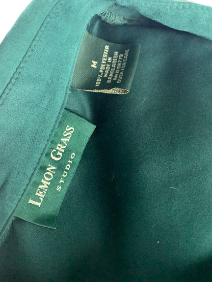 Medium Lemon Grass Studio Women's Microfiber Blouse Button Up Emerald Green