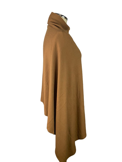 One Size Missy Joan Rivers Brown Poncho Cape Sweater Button Up