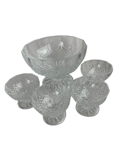 Vintage Crystal Compote Pedestal Serving Bowl and 4 Compote Dishes