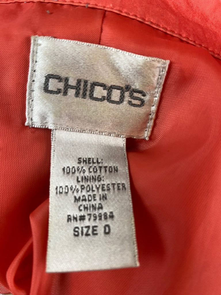 Small Chico's Women's Coral  Lined Jacket Drawstring Waist Lightweight