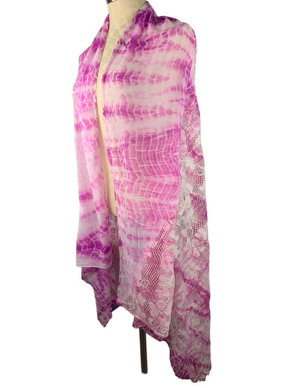 One Size Curations Shawl Lace and Tie Dye Purple Pink New