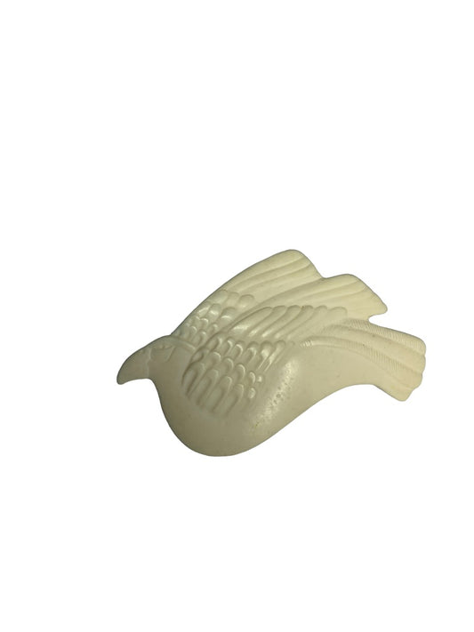 Vintage Dove Brooch 1"l x 2"h Carved Off White