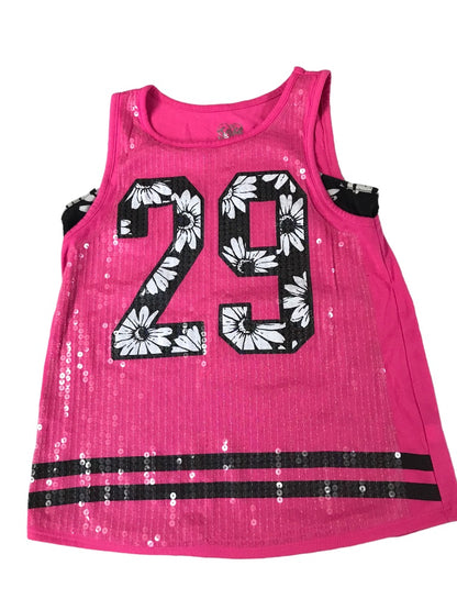 12 Justice Girls Tank Top Hot Pink "29" Sequins Sleeveless