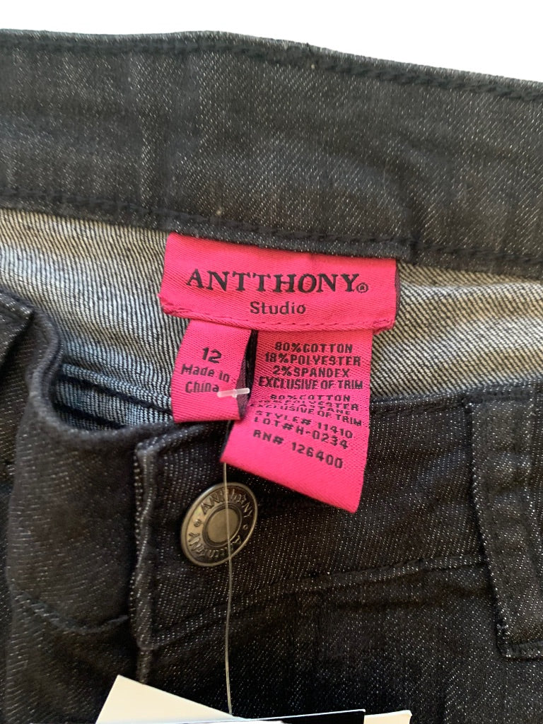 12 Antthony Original New Black Stretch Denim Jeans Embroidered Details