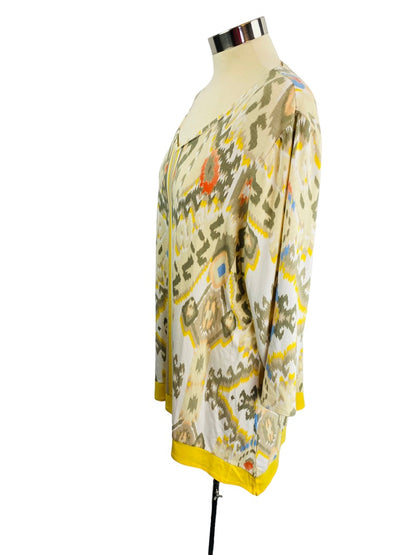 XL (16/18) Chico's Zenergy Abstract Print Yellow Tunic Soft Jersey Knit