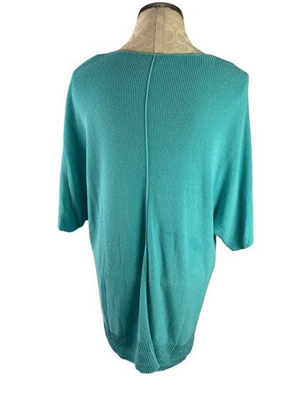 XL Talbots Women's Turquoise Lightweight V-Neck Short Sleeve Sweater