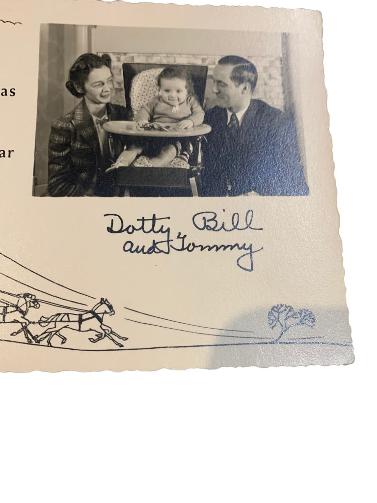 Vintage Holiday Photo Card 1944(?) Family Christmas "Dotty Bill and Tommy"