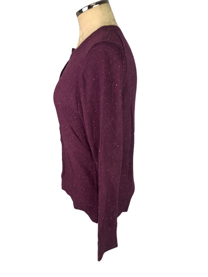 Medium Gap Women's Purple Speckled Cardigan Sweater Cotton Blend