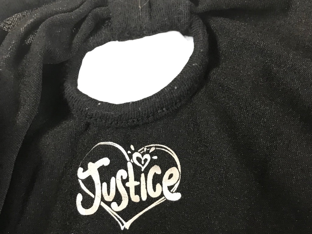 10 Justice Girls Black Short Sleeve Top White Lace Circles Lined