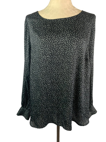 22 Lane Bryant Black White Dot Popover Cold Shoulder Blouse Women's Plus Size