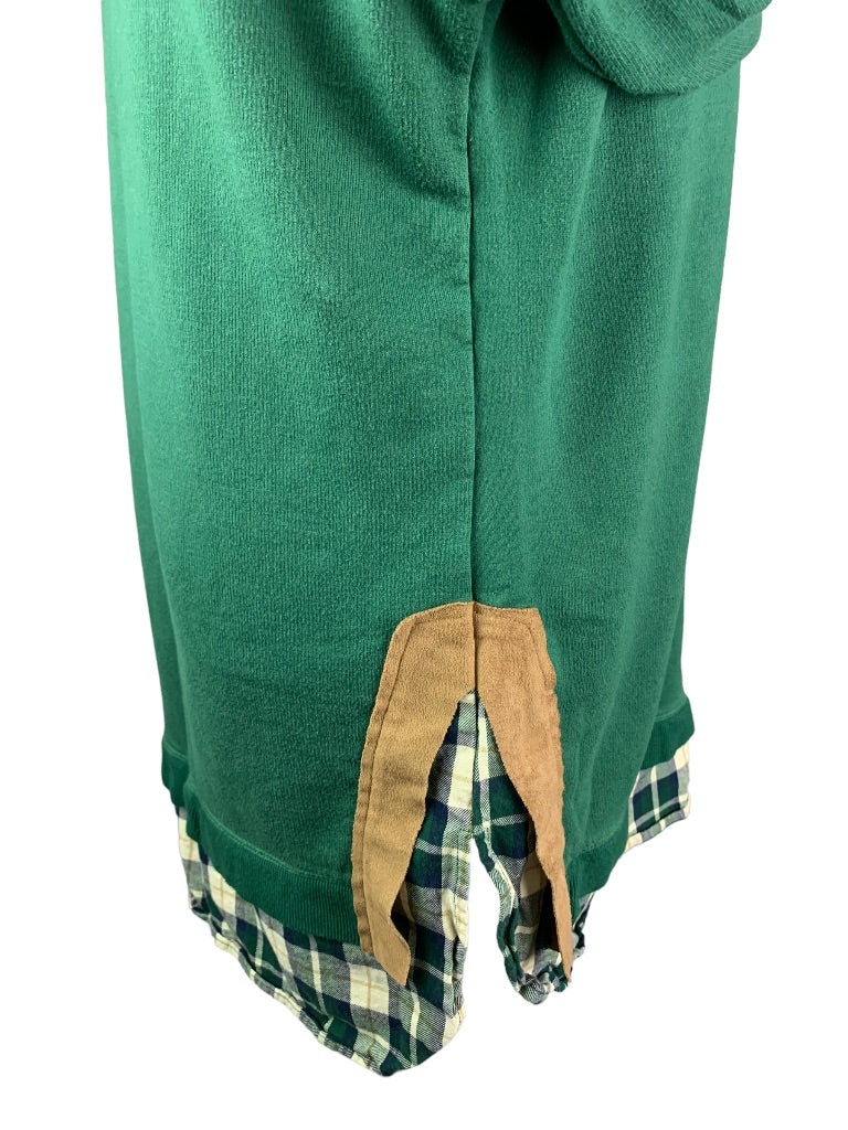 Large evy's tree Women's Green Soft Sweatshirt Flannel Trim "The Charlotte"