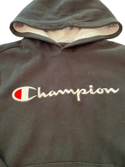 Medium Champion Logo Boy's Youth Black Pullover Hoodie Sweatshirt