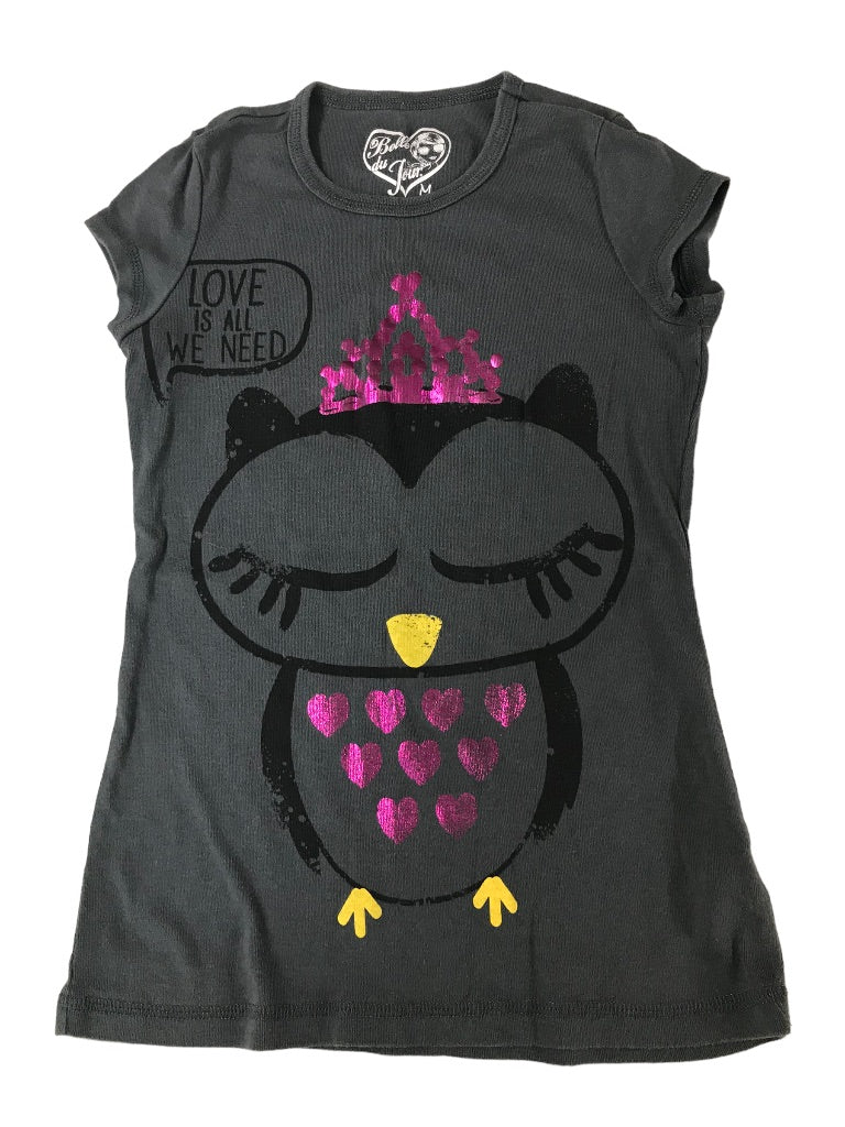 Medium Belle du jour Girls Owl Graphic Black Short Sleeve Tshirt