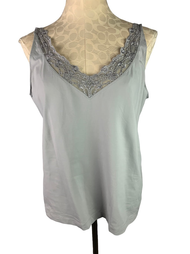 XL Chico's (Size 3) Gray Lace Trimmed Cami Nylon Blend Adjustable Strap