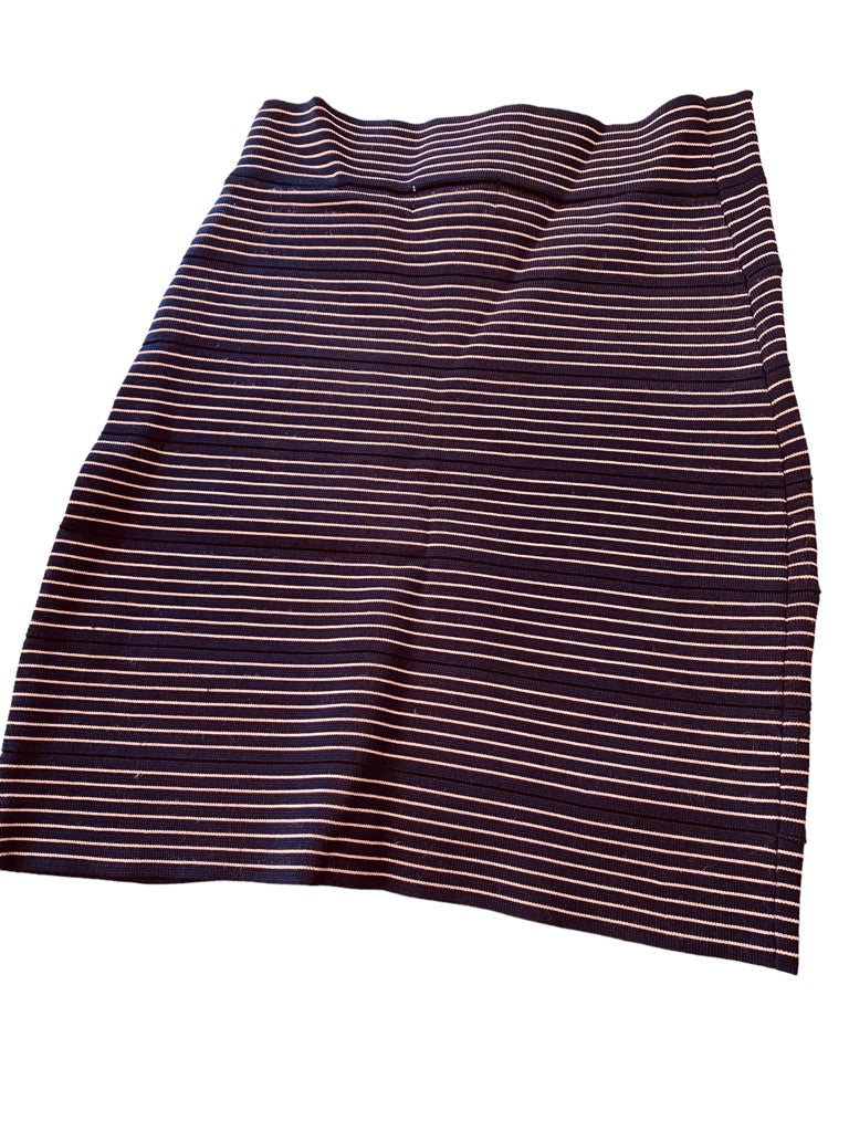 Small Freeway Women's Navy Blue Pink Stripe Bandage Skirt 17" Length