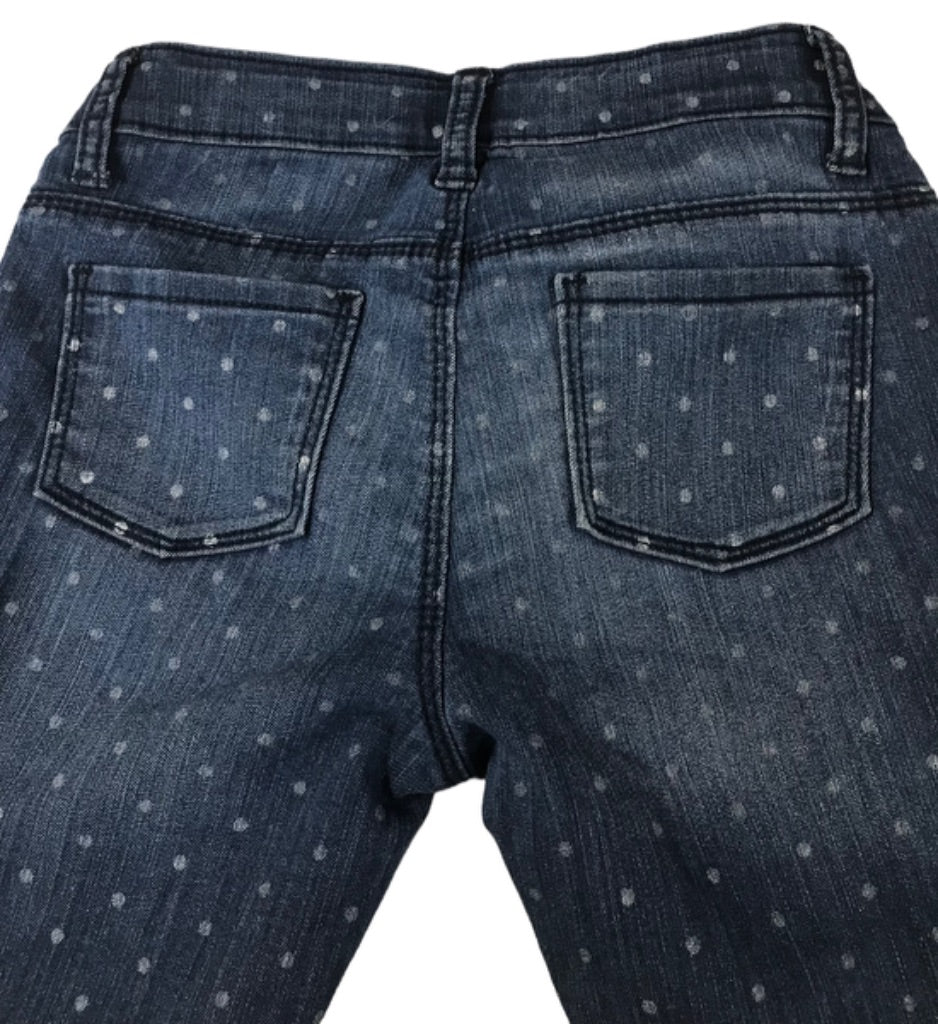 10R Old Navy Girls Rockstar Jeggings Blue Stretch Dot Pattern Adjustable Waist