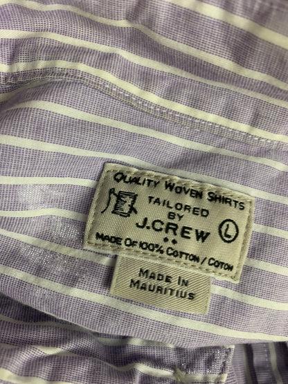 Large Tailored by J.Crew Men's Striped Button Down Dress Shirt Purple White 50552