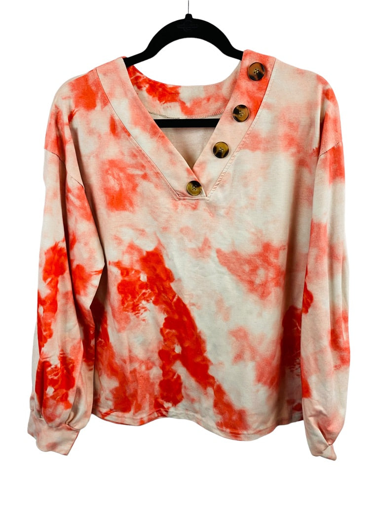 Medium Women's Poppy Tie Dye Jersey Knit Henley Pullover Women's