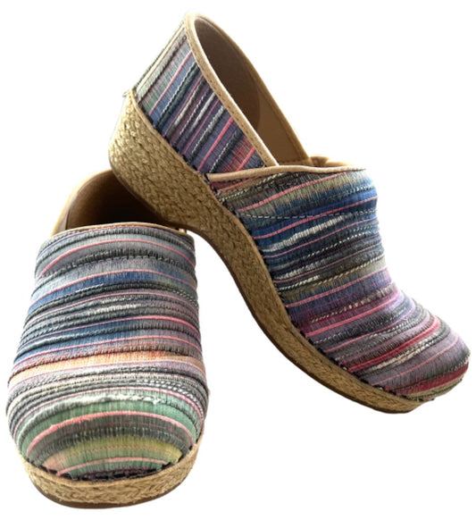 7.5-8 (38) Dansko Pastel Tweed Clogs Espadrille Sides EUC