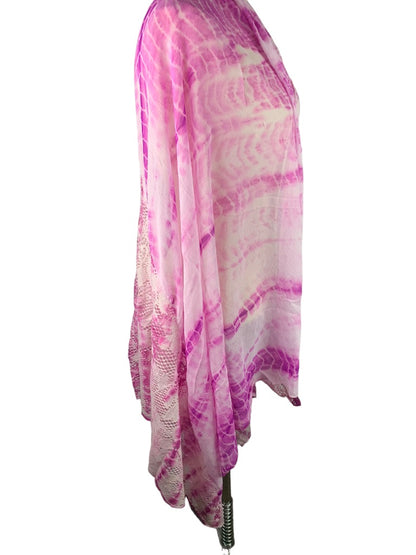 One Size Curations Shawl Lace and Tie Dye Purple Pink New