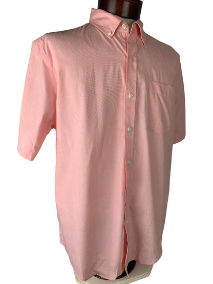 Large Croft & Barrow Men's Pink Button Up Short Sleeve Easy Care Shirt