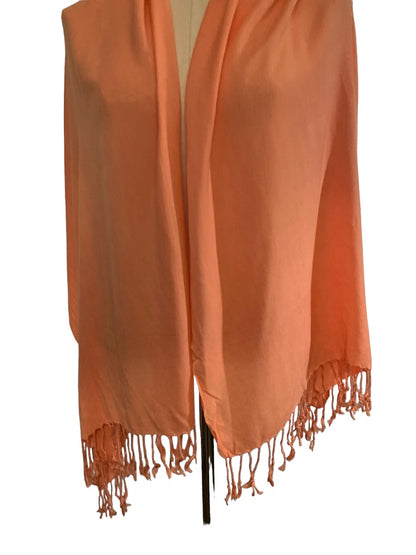 Peach Shawl Soft Viscose Fringed 24" x 68"