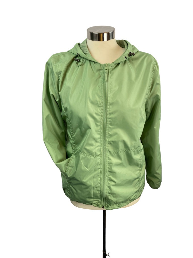 Small Petite HB Sport by Harve Benard Women's Spring Green Blue Zip Up Jacket Hooded