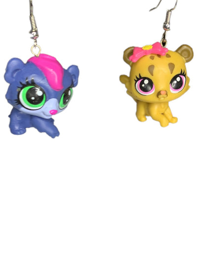 Littlest Pet Shop Figural Earrings 2" Drop Dangle Hook Pierced Blue Yellow