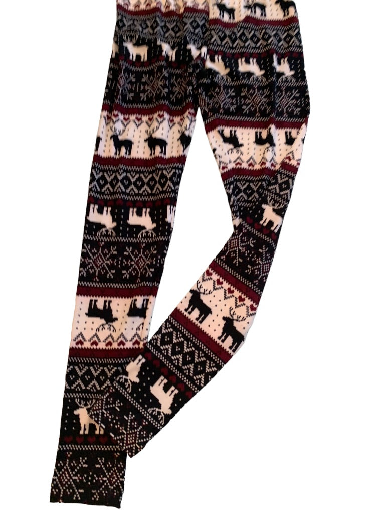 Small NoBo No Boundaries Junior Women's Winter Reindeer Print New Leggings