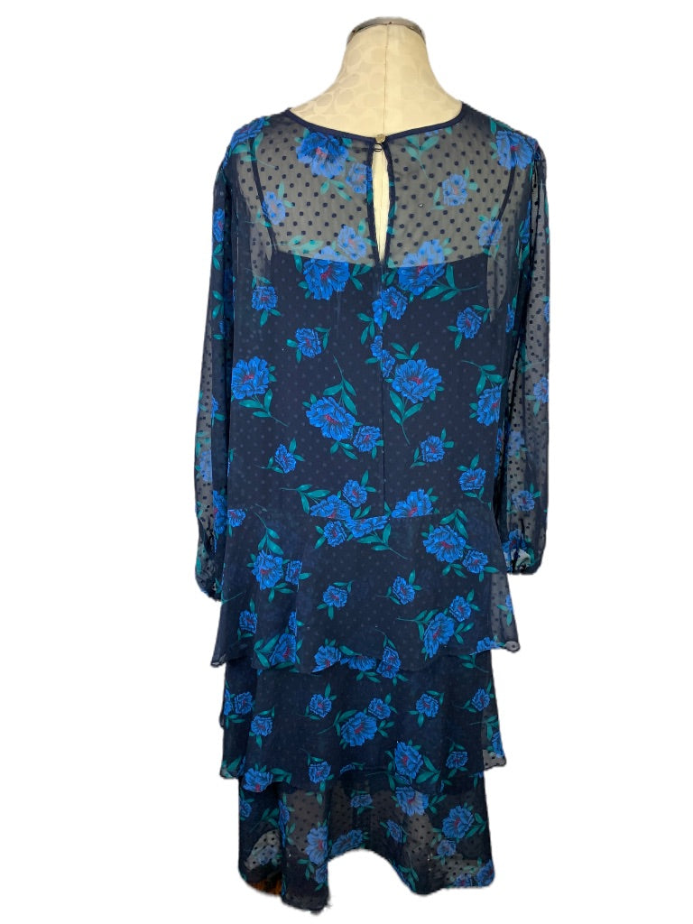 24W Draper James for Eloquii Women's Blue Floral Swiss Dot Dress