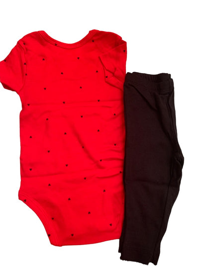 3 Months Carters Infant Girls 3 Piece Outfit Buffalo Plaid Heart New