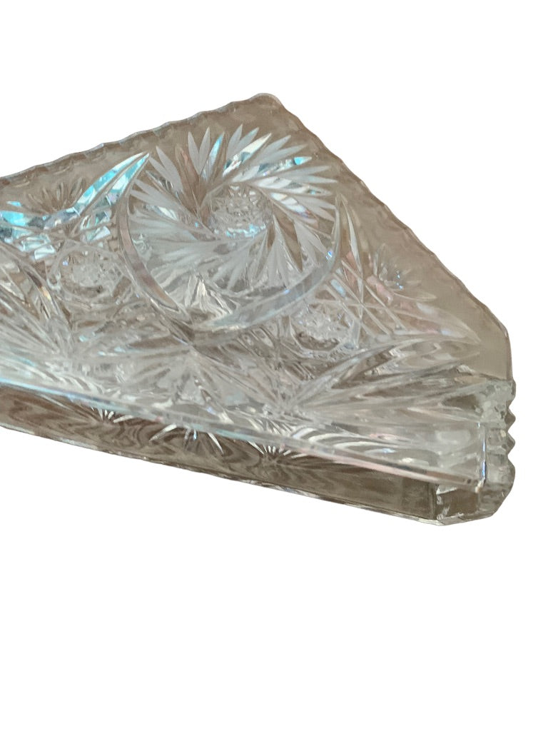 Vintage Crystal Napkin Holder Elegant Clear 6"l x 4"h