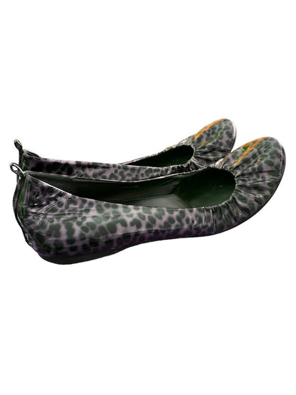 10 J Crew Patent Leather Animal Print Ballet Flats with added heel lift