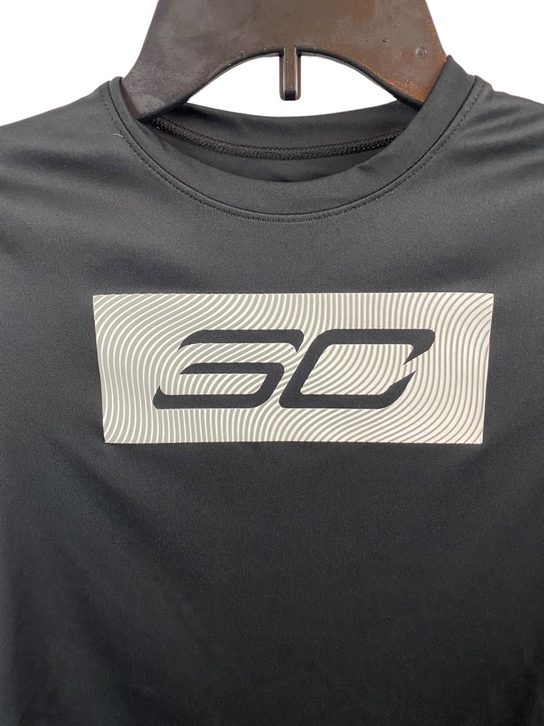 XS Youth Under Armour "SC" Black Short Sleeve Activewear Shirt Boy's