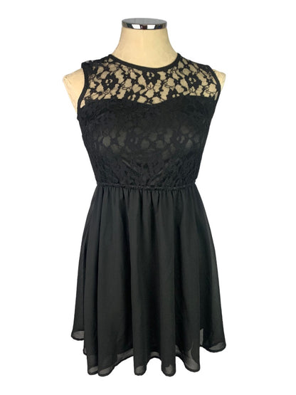 2 Divided by H&M Black Fit and Flare Dress Lace Yoke Short Sleeveless