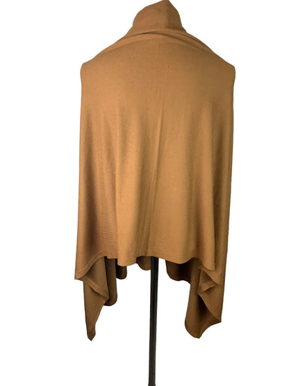 One Size Missy Joan Rivers Brown Poncho Cape Sweater Button Up