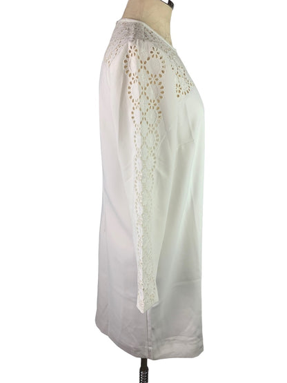 6 J.Crew Laser-cut Eyelet Dress in 365 Crepe White Dress Long Sleeve AK222