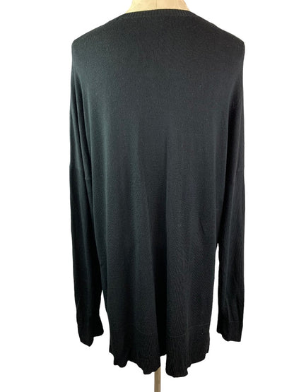 Large Dex Black Tunic Sweater Women's Zipper Embellishment on Side