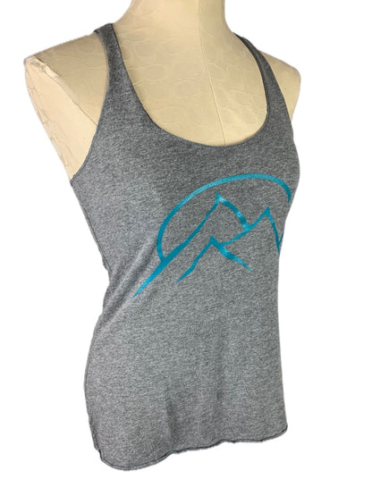 Small Women's Gray Soft Racerback Tank Top "The Gravity Vault"