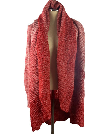 One Size Arrata Women's Red Shawl Collar Cardigan Knit Oversize Sweater