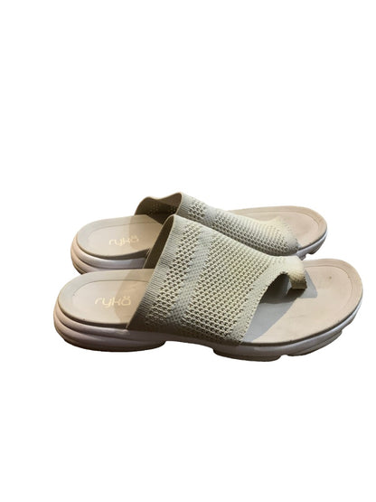 8M Ryka Tan Desi Slip On Sandals Stretch Upper Toe Loop