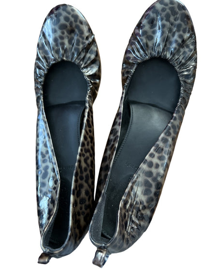 10 J Crew Patent Leather Animal Print Ballet Flats with added heel lift