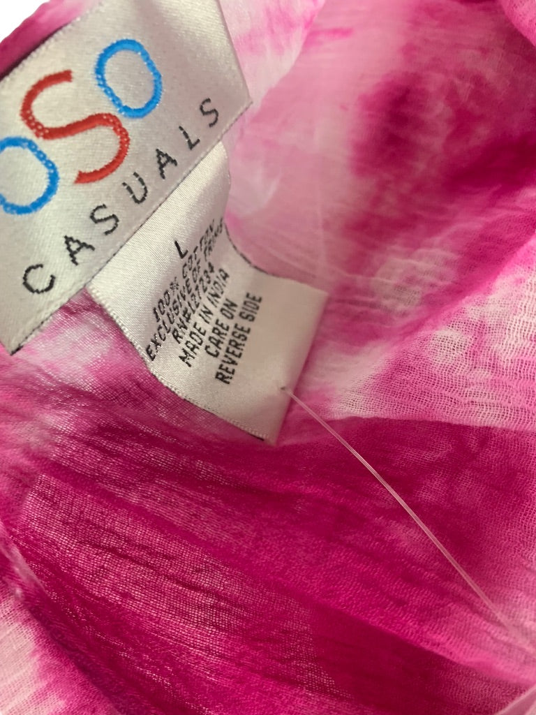 Large OSO Originals Tie Dye Fuschia Tunic New Beaded Neckline Lightweight