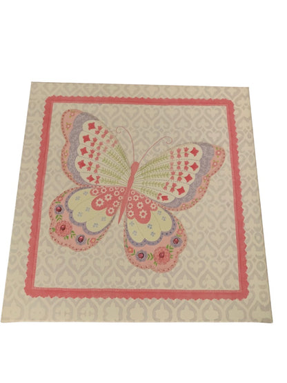 12" Square Butterfly Design Stretched Canvas Colleen Davis Sparkles Pink