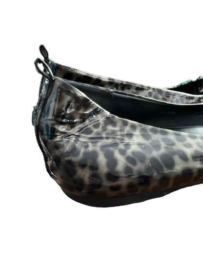 10 J Crew Patent Leather Animal Print Ballet Flats with added heel lift